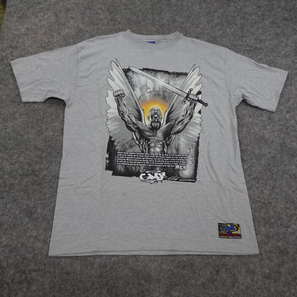 Vintage Give Me Face T Shirt Mens XL Hip Hop Y2K Short Sleeve Gray